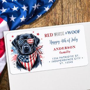Étiquette 4 juillet retour du chien patriotique mignon