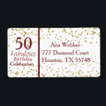 Étiquette 50 et fabuleux anniversaire Bourgogne & Or<br><div class="desc">Elégant 50 et Fabulous étiquettes d'anniversaire en Bourgogne et or.</div>