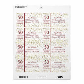 Étiquette 50 et fabuleux anniversaire Bourgogne & Or (Feuille entière)