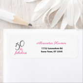 Étiquette 50 et fabuleux cinquantième rose et noir (En situation)