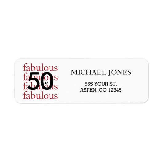Étiquette 50 & Fabuleux 50e anniversaire Retours d'adresse É (Devant)