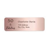 Étiquette 50 Fabuleux or rose Adresse de retour (Devant)