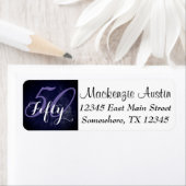 Étiquette 50e anniversaire ou anniversaire | Violet et blanc (En situation)