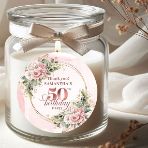 Étiquette 50e anniversaire Rose Gold Botanical Sof