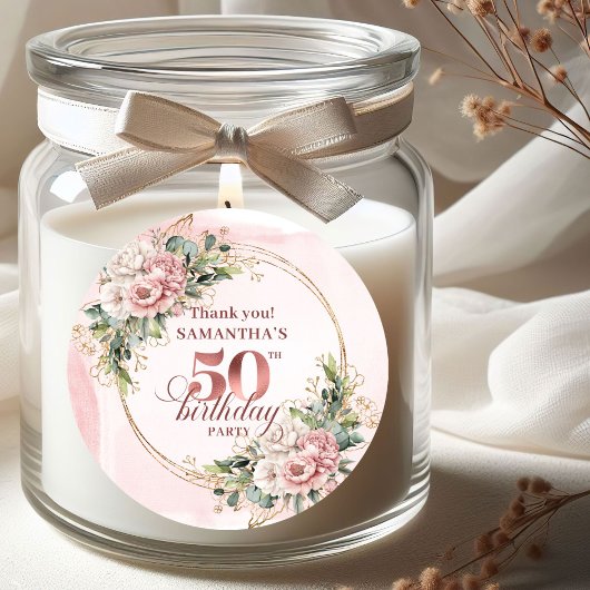 Étiquette 50e anniversaire Rose Gold Botanical Sof