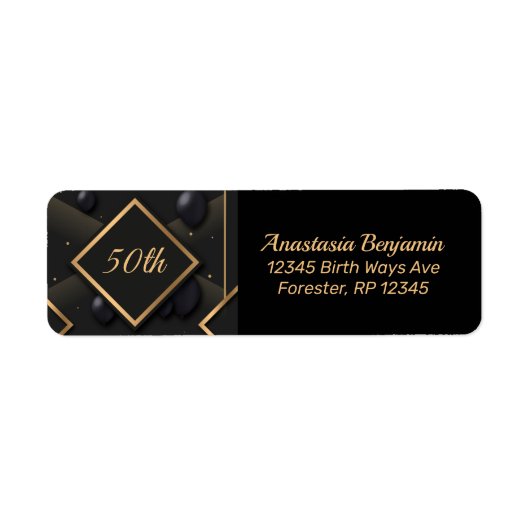 Étiquette 50e Forme de diamant d'or noir Anniversaire Person (Devant)