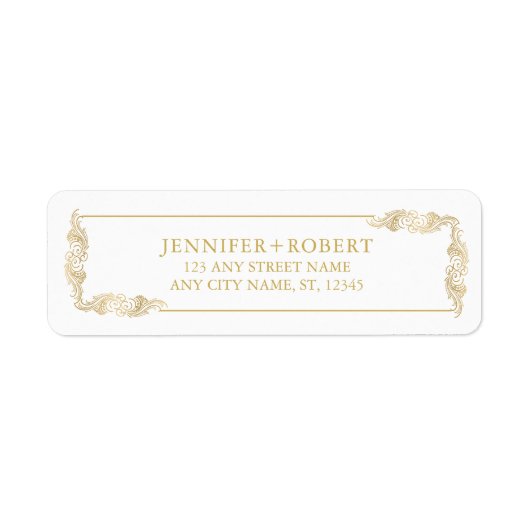 Étiquette 50th Wedding Anniversary Gold Floral Frame (Devant)