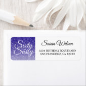 Étiquette 60 Sassy Blue Parties scintillant 60e Anniversaire (En situation)