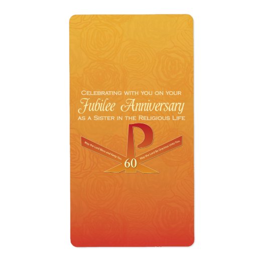Étiquette 60e anniversaire de jubilé Nun Pax Cross, Orange (Devant)