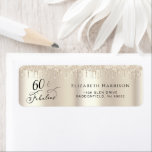 Étiquette 60th Birthday Gold Parties scintillant Return Adre<br><div class="desc">Envoyez vos invitations à la fête du soixantième anniversaire, des cartes de remerciement et d'autres lettres avec ces étiquettes d'adresse de retour élégantes et chic. "60 & Fabulous" est écrit en écriture stylisée contre un arrière - plan de fausse feuille d'or champagne, avec de la fausse parties scintillant d'or coulant...</div>