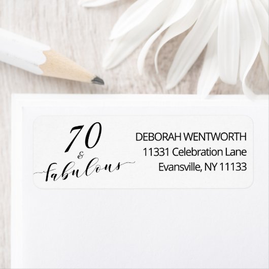 Étiquette 70 and Fabulous Seventy Birthday Return Address (En situation)