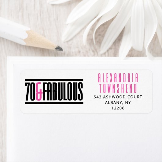 Étiquette 70 & Fabulos Typographie Gras et Chic 70e Annivers (En situation)