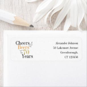 Étiquette 70th Birthday Cheers Beers Minimal Return Adresse