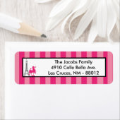 Étiquette .75"x2.25" Adresse de retour Label Pink Poodle Par (En situation)