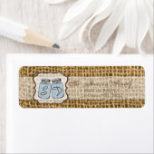 Étiquette .75"x2.25" Adresse de retour Mason Jar Burlap Pays (En situation)