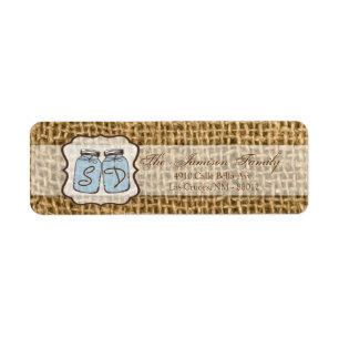 Étiquette .75"x2.25" Adresse de retour Mason Jar Burlap Pays