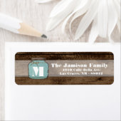 Étiquette .75"x2.25" Adresse de retour Mason Jar Wood Countr (En situation)