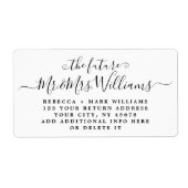 Étiquette 7 lignes Grand Mariage de script chic Adresse de r (Devant)