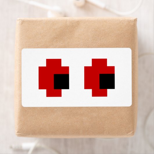 Étiquette 8 bits Éffrayants yeux rouges (En situation)