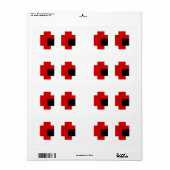 Étiquette 8 bits Éffrayants yeux rouges (Feuille entière)