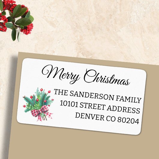 Étiquette 90 Merry Christmas Minimal Return Address Label