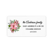 Étiquette 90 Pink Poinsettia Bouquet Return Address Label (Devant)