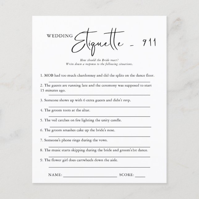 Etiquette 911 | Bruiloftsspel (Voorkant)