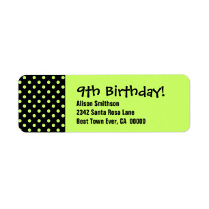 Étiquette 9ème Motif de point mignon de polka d'anniversair
