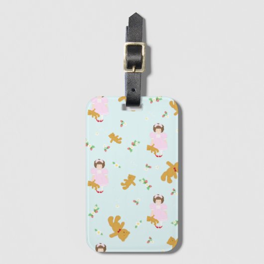 ÉTIQUETTE À BAGAGE くまとおんなのこ (Devant Vertical)