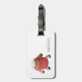 ÉTIQUETTE À BAGAGE なまけたろう(ピンク)ラゲッジタグ (Dos Vertical)