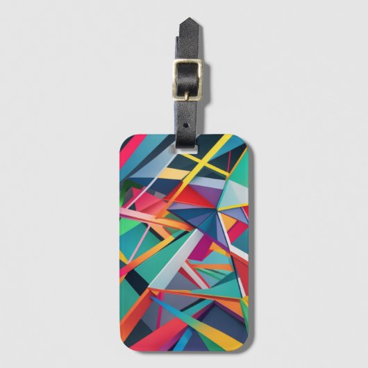 ÉTIQUETTE À BAGAGE カラフル・ジオメトリック・マジック 直線の組み合わせによる立体感のある幾何学模様 (Devant Vertical)