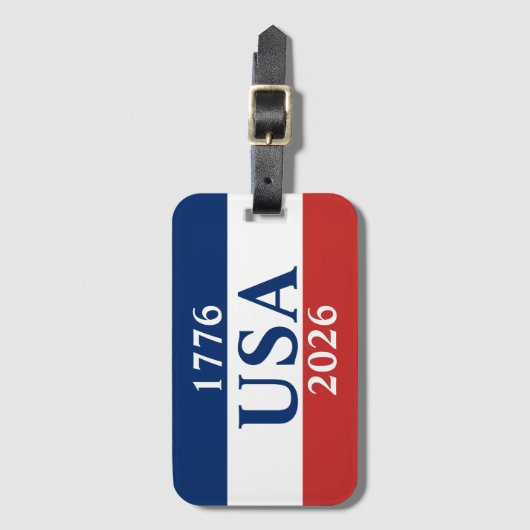 Étiquette À Bagage 1776 USA 2026 Red White and Blue Patriotic (Devant Vertical)