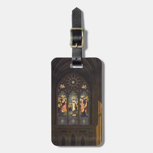Étiquette À Bagage 1923 Affiche D'Une Église Avec Fenêtre En Verre Ti (Devant Vertical)