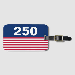 Étiquette À Bagage 250 Rouge Blanc et Bleu Anniversaire USA