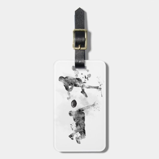 ÉTIQUETTE À BAGAGE 2 JOUEURS DE RUGBY - (Devant Vertical)