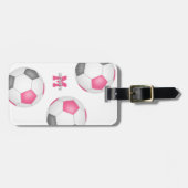 Étiquette À Bagage 3 pink gray white soccer (Devant horizontal)