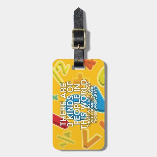 Étiquette À Bagage 3 Sortes De Gens Math Plaisanter (Devant Vertical)