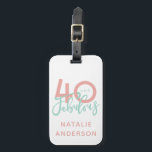 Étiquette À Bagage 40 ans et fabuleux anniversaire de naissance des f<br><div class="desc">Célébrez votre anniversaire spécial avec style avec ce design rose et menthe 40 et fabuleux</div>