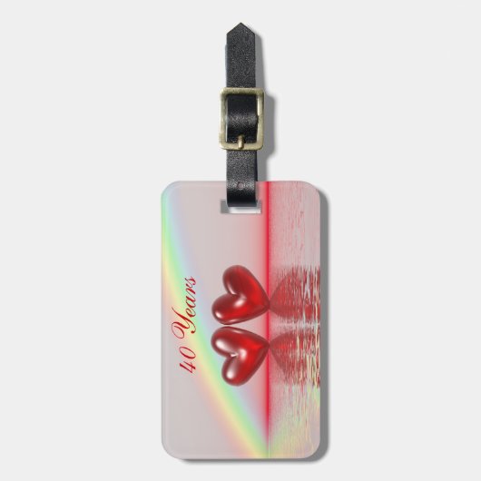 Étiquette À Bagage 40e Anniversary Ruby Hearts (Devant Vertical)