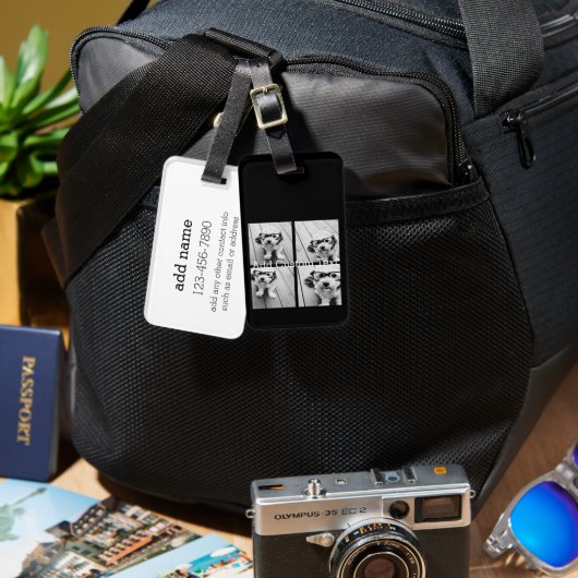 Étiquette À Bagage 4 Collage de photos - vous pouvez changer la coule (Recto & Verso)