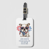 Étiquette À Bagage 4 juillet Fête de l'Indépendance Rouge Blanc Bleu  (Devant Vertical)