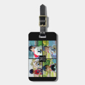 Étiquette À Bagage 4 Photo Collage Customisé avec Monogramme (Devant Vertical)