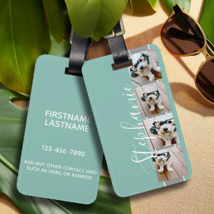 Étiquette À Bagage 4 Photo Collage Nom de la bande de film - aqua gre