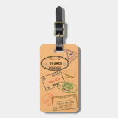 Étiquette À Bagage 4 timbres de passeport personnalisables (Devant Vertical)