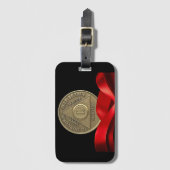 Étiquette À Bagage 50 Anniversaire AA Coin Rouge Ruban (Devant Vertical)