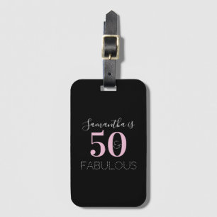 Étiquette À Bagage 50e anniversaire Personnalisé noir rose