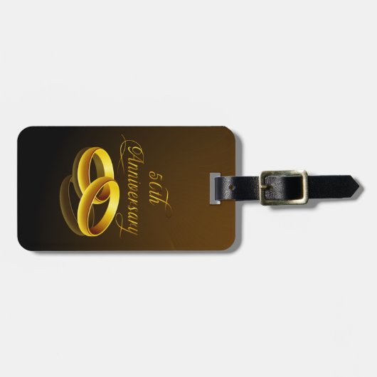 Étiquette À Bagage 50e anniversaire | Script Gold (Devant horizontal)