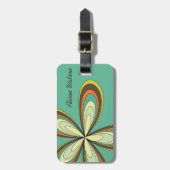 Étiquette À Bagage 60s super les années 70 Hippie Fleur Turquoise Dai (Devant Vertical)