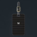 Étiquette À Bagage 7 Option Monogramme moderne Grandes noires<br><div class="desc">Ayez vos bagages à l'air joli avec cette étiquette de bagage à rayures noir et gris.</div>