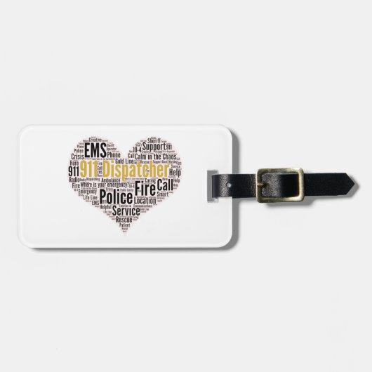 Étiquette À Bagage 911 Dispatcher Word Cloud (Devant horizontal)